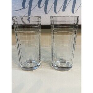 Pasabache-Turkey-Clear Glass “Block Optic” 8 Oz. Juice Glass/Tumbler Set (Qty.2)